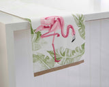 Flamingo Jute Embroidered Tropical Themed Table Runner, 13" by 72" Length