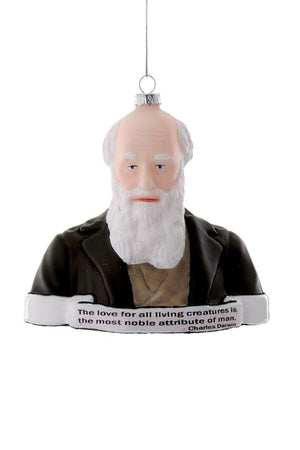 Cody Foster Charles Darwin Scientist of Human Evolution Glass Christmas Ornament