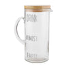 DRINK ALMOST EMPTY Clear Glass Home Drink Pitcher with Lid 79 Oz