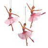 5" Tall Pink Gold Ballet Ballerina Christmas Ornament Set of 3