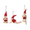 Felted Wool Santa in Yoga Positions Christmas Tree Ornaments Set of 3