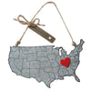 Home is Where the Heart is USA Tin Map Christmas Ornament