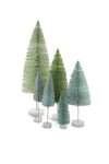 Cody Foster Ombre Hue Christmas Village Bottle Brush Trees Set of 6 Warm Green Colors