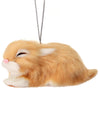 5"  Plush Fur Sleeping Light Brown Bunny Rabbit Christmas Ornament