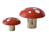 Toadstool Mushroom Gnome Woodland Shelf Sitter Stand 2 Pc Set