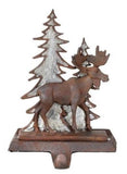 8" Rustic Lodge Iron Tin Moose and Trees Christmas Stocking Holder