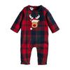 Red Black Plaid Print with Reindeer Baby Boys 1 Pc Christmas Set