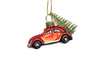 Cody Foster Small Red Holiday VW Beetle Bug Car Christmas Village Glass Ornament