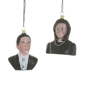 Cody Foster President and First Lady Obama Glass 3.5" Christmas Ornament Set