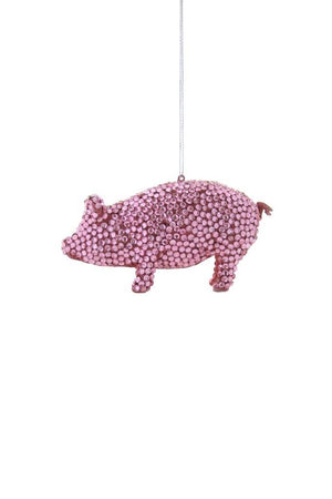 Rhinestone Jeweled Pink Farm Pig Farmhouse Christmas Ornament