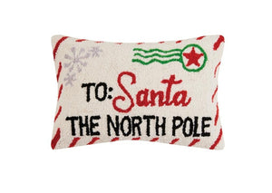 TO: SANTA Christmas North Pole Letter Hooked Wool Throw Pillow