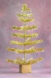 Aluminum Tinsel Style Christmas Tree with Gold Leaf Block Base 48" Tall