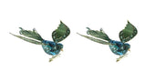 9" Green Blue Mardi Gras Sequin Glitter Bird Clip-On Christmas Ornament Set of 2