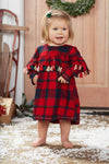 Mud Pie Kids Red and Black Tartan Plaid with Tassels Girls Christmas Dress