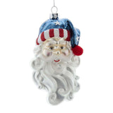 Santa Head USA American Patriotic Hat 5.5" Christmas Ornament
