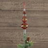 Ragon House 10.5" Red Striped Finial Tree Topper with Indent Retro Glass Style
