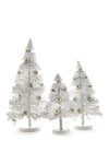 Cody Foster White Silver Balls Snow Forest 8.5-13.25" H Christmas Tree Set of 3