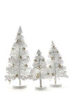 Cody Foster White Silver Balls Snow Forest 8.5-13.25" H Christmas Tree Set of 3
