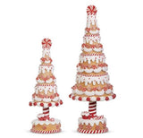 RAZ 11"-15" Gingerbread and Peppermint Candy Christmas Village Trees Set of 2