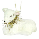 Peaceful Lamb with Wreath White Christmas Ornament