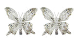 5" Glitter White and Silver Butterfly Clip-On Christmas Ornament Set of 2