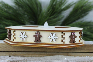 Ginger Cottages Double Tealight Display with Snowflakes for Wood Christmas Village House