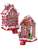 6.5" Gingerbread Candy House Christmas Stocking Holder Set of 2