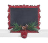 Metal Chalkboard Distressed Red Painted Christmas Stocking Holder