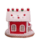 9" Lighted Red Santa and Mrs Claus Gingerbread Christmas Village House
