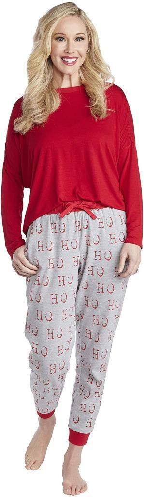 HO HO HO Christmas Holiday Womens Lounge PJs Pajamas Set