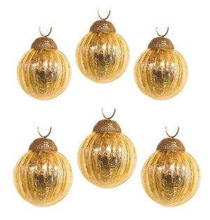 2" Mercury Colored Glass Ball Christmas Ornament Set of 6