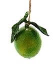 Cody Foster Shiny Lime Citrus Fruit on Branch Faux Food Glass Christmas Ornament