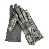 Womens Plaid Winter Driving Glove with Knot Accent Detail