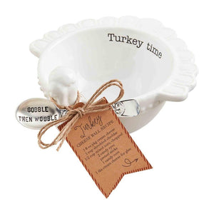 Mud Pie Home TURKEY TIME Shaped Autumn Side Serving Dip Bowl Set