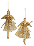 Gold Rose Angel Faires 5" Christmas Ornament Set of 2
