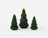 4.25"-6.5" Dotted Tree Shaped Green Christmas Candle Set of 3