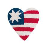 Heart Shape American Flag Mini Hooked Wool Accent 10" Pillow