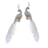 11" Peacock Bird Feather Tail Clip-On Christmas Ornament Set of 2