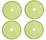 Lime Slice Printed Vinyl Indoor Outdoor Place Mat 15" Round, Set of 4