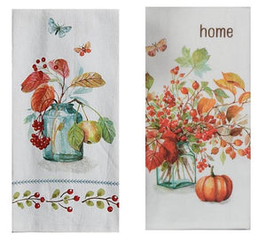 HOME Fall Foliage and Leaves Thanksgiving Kitchen Towel Set of 2