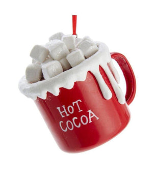 3" Mug of Hot Cocoa with Marshmallows Whip Cream Christmas Ornament