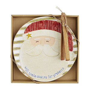 SANTA & Co Christmas Cookie Sweets Serving Plate and Tongs Set