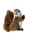 4.5" Soft Plush Furry Brown Squirrel with Nut Woodland Christmas Ornament