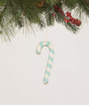 Bethany Lowe Aqua Candy Cane 5" Long Sugared Christmas Ornament