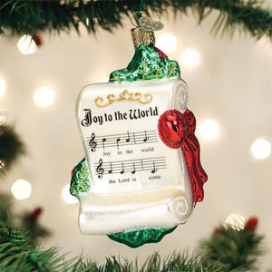 Sheet Music and Flute Musician Glass Christmas Carol Ornament Set