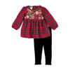 Mud Pie Kids Christmas Tartan Plaid with Floral Tunic Top and Legging Set