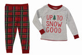 Mud Pie Kids Tartan Red Plaid Christmas Boys Pajamas "Up to Snow Good"