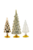 Cody Foster 4"-6.75" Tall Matte and Mirror Glass Christmas Village Tree Set of 3 Gold