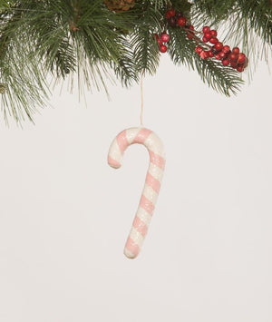 Bethany Lowe Pink Candy Cane 5" Long Sugared Christmas Ornament