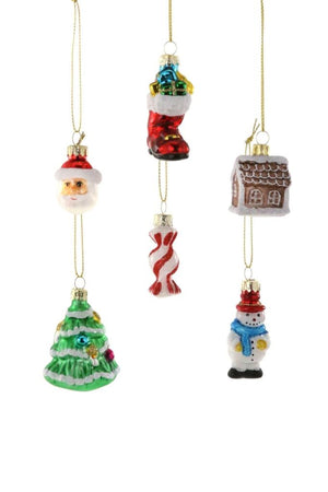 Cody Foster Mini Christmas Tree Gingerbread House Santa Snowman Ornament Set of 6
